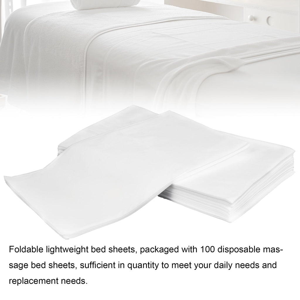 100 Pack 31" x 71" Disposable Non-Woven Massage Table Bed Covers - 2-Ply Waterproof Spa Sheets for Facial, Tattoo & Waxing