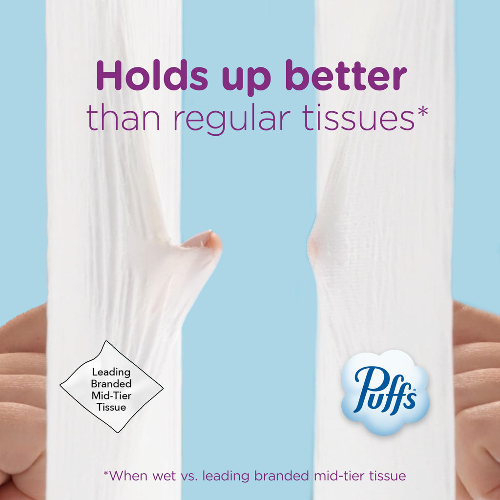 Puffs Facial Tissues Ultra Soft, 4 Mega Cube Boxes, 72 Facial Tissues per Box, Allergies and Colds (Packaging May Vary)