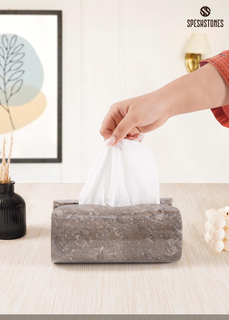 SPESHSTONES Marble Tissue Box Holder 7.5 Inch, Facial Tissue Box Holders