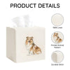 EmbroideryLinen.VN Square Tissue Box Cover Cute Set of 2, Dog - Ivory