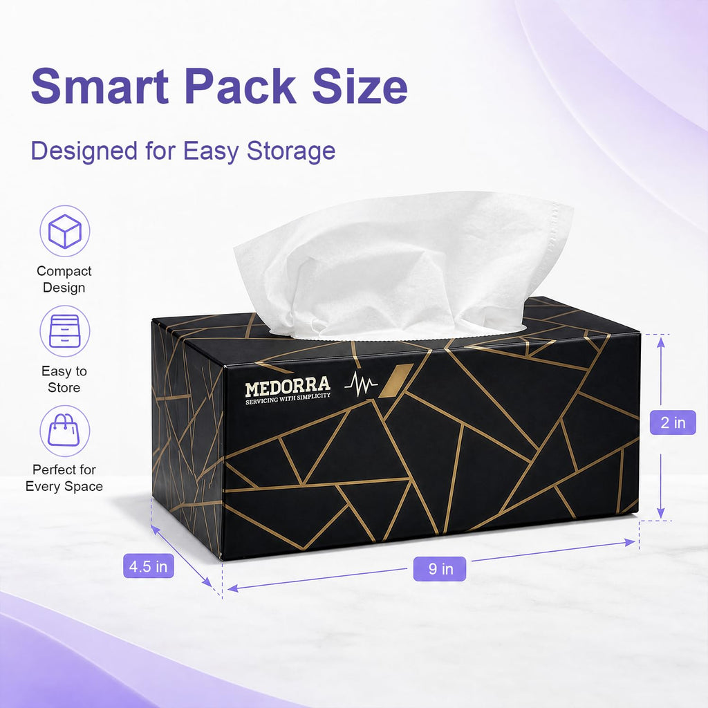 Premium Facial Tissues, Black and Gold Luxury Box Design, 2-Ply, 200 Sheets Per Box, 15 Pack, Hypoallergenic