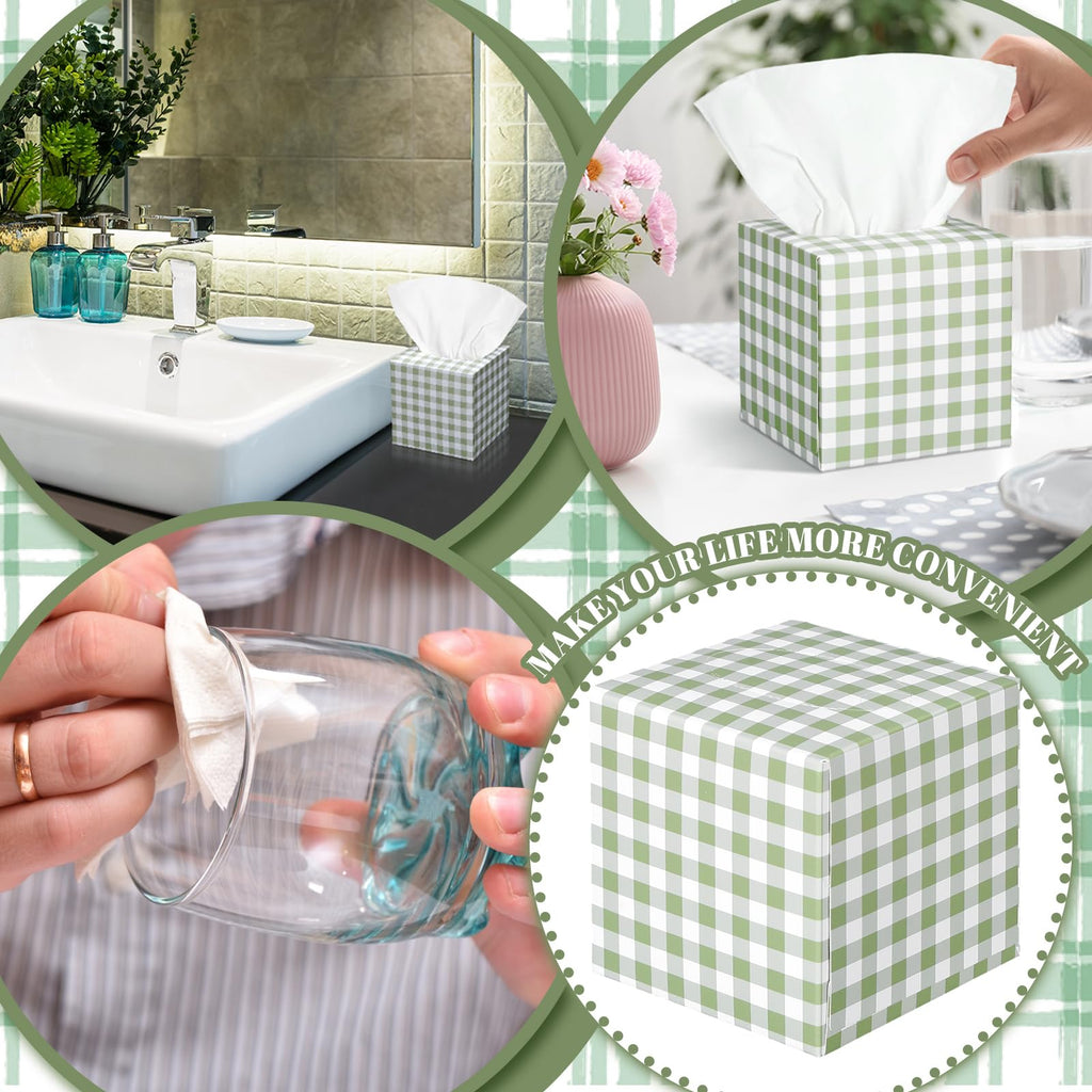 Fourluoo Tissues, Mainly Green and White, Gingham Check