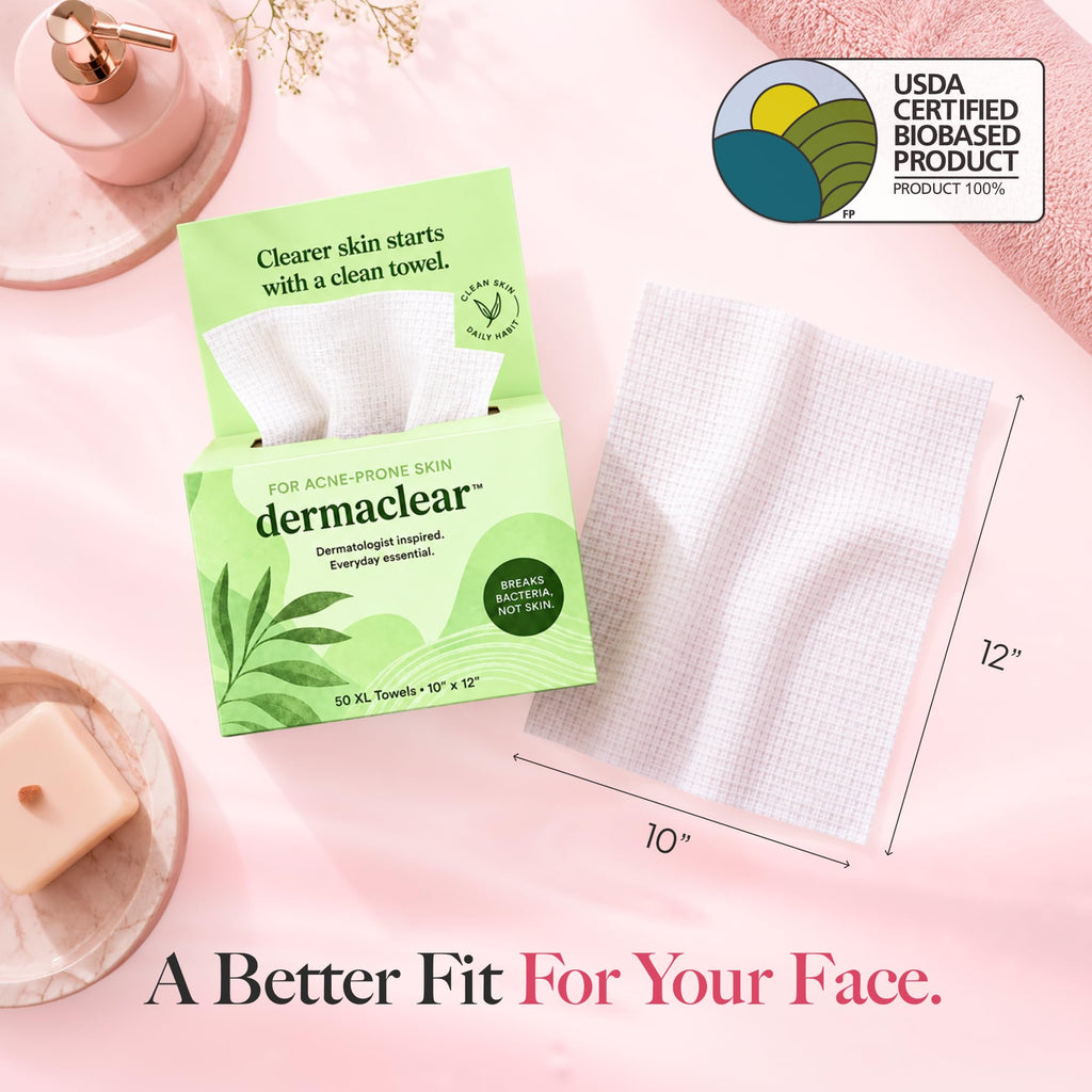 DermaClear™ Face Towels for Sensitive Skin, XL Disposable Face Towels