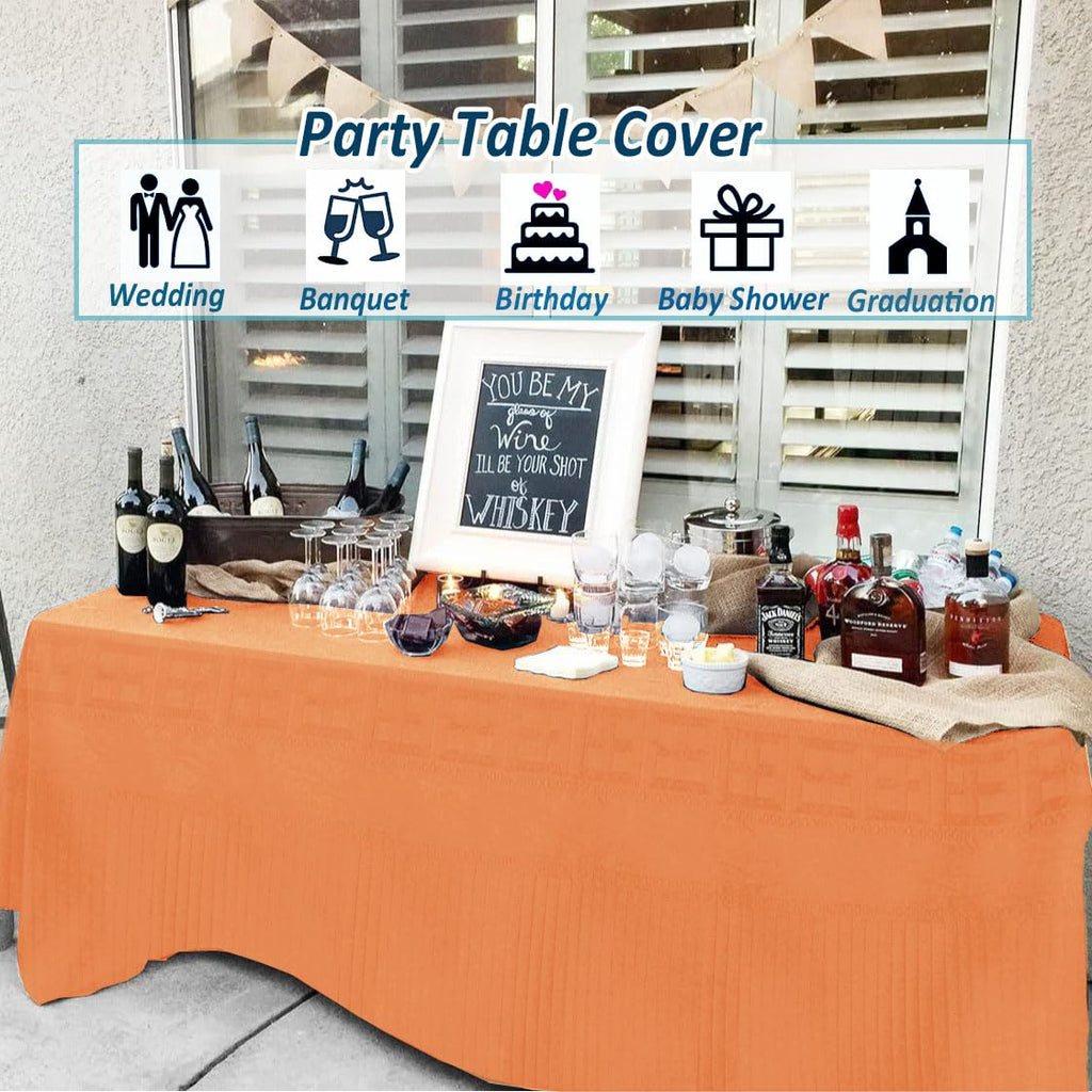 TheoZemica Orange Paper Tablecloths for Rectangle Tables 6 Pcs, 54"×108", Waterproof Paper Table Cloth with Plastic Backing, Disposable 3-Ply Paper & Plastic Table Cover for Party Fall Thanksgiving