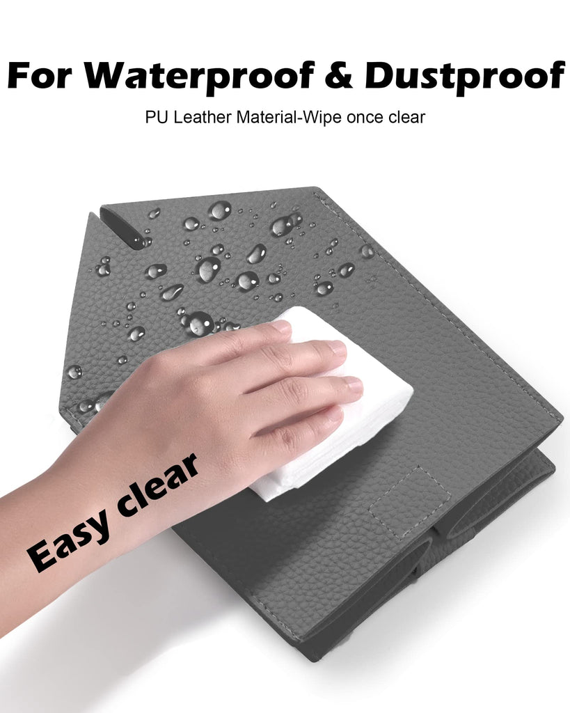 Tclouda Tissue Box Cover for PU Leather, Modern Simple Solid Color Holder Square Tissue Bag, Ideal for Bathrooms,Office,Car,Outdoor Tent,Dining Table,5"X5"X5", Double Charcoal