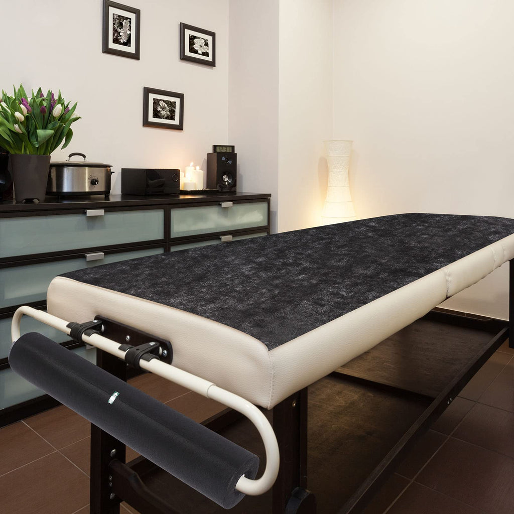 Buryeah Disposable Massage Table Roll 32"x71" Spa Bed Sheets,Black,2 Rolls