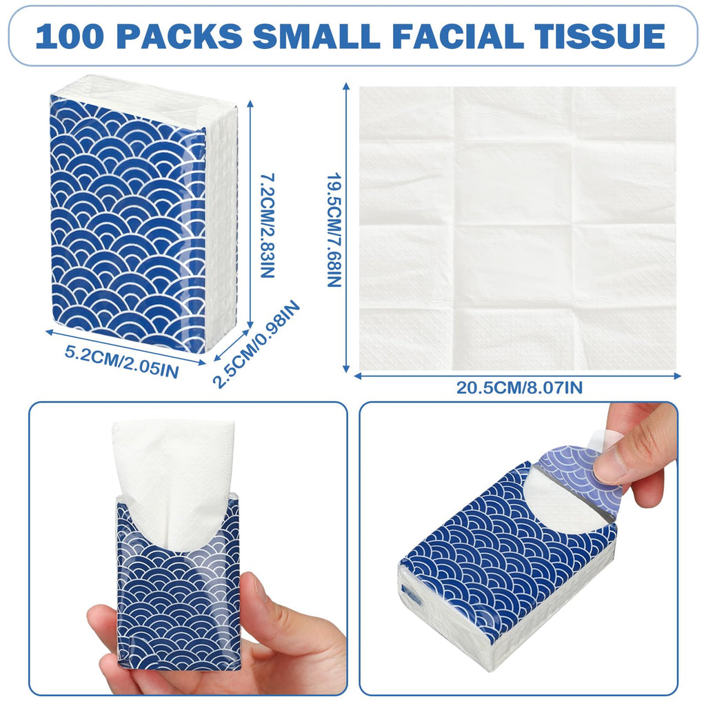 Therwen 100 Pack Pocket Tissues Travel Bulk 1000 Sheet, Cool