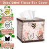 Hoowen Butterfly Tissue Box Cover, Wood Square Tissue Holder, Stylish Pink