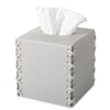 Tissue Box Cover PU Leather Tissue Holder Square Decorative Home Decor Cube Boxes for Bathroom, Kitchen, Nightstand, Office Desk Essentials, Light Gray