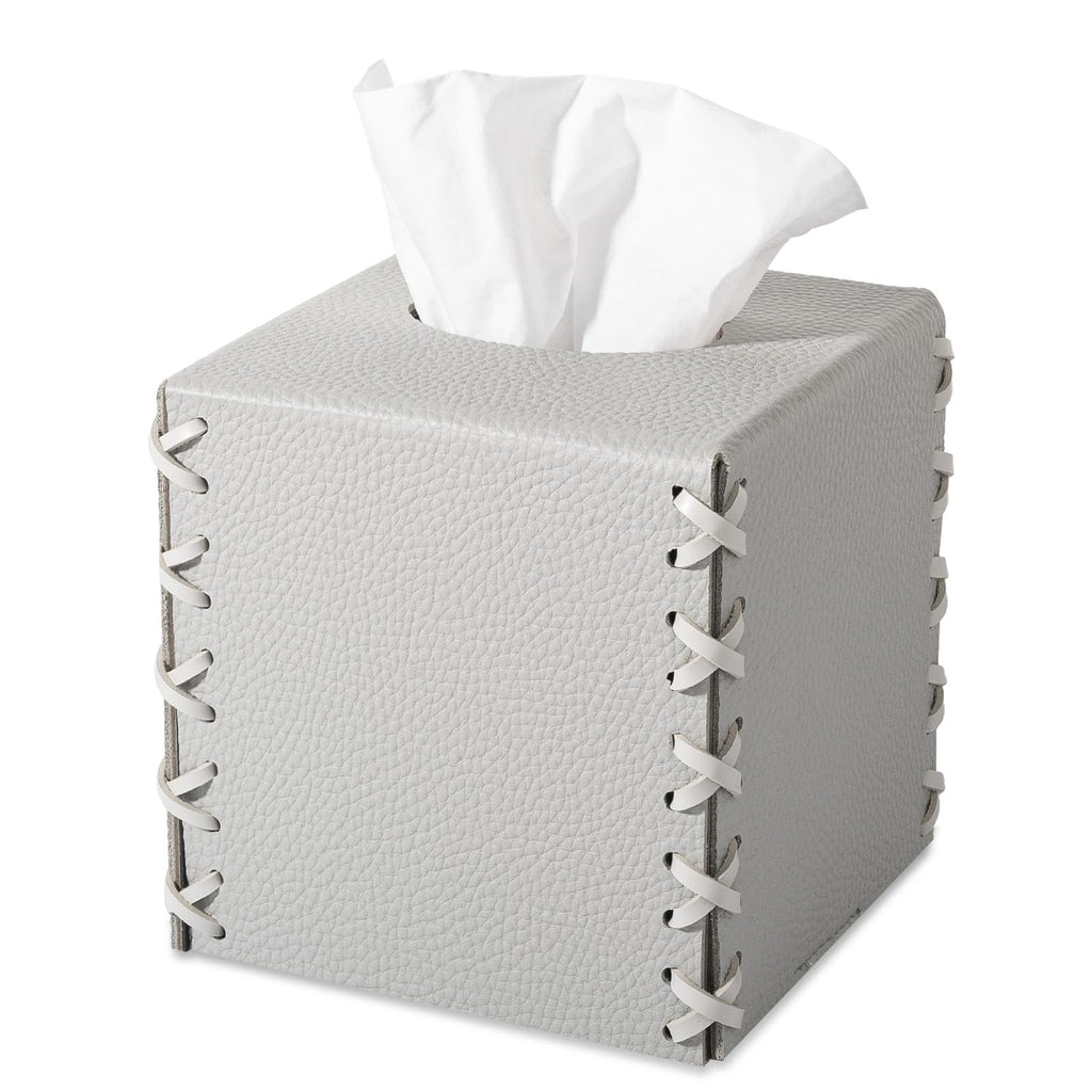 Tissue Box Cover PU Leather Tissue Holder Square Decorative Home Decor Cube Boxes for Bathroom, Kitchen, Nightstand, Office Desk Essentials, Light Gray