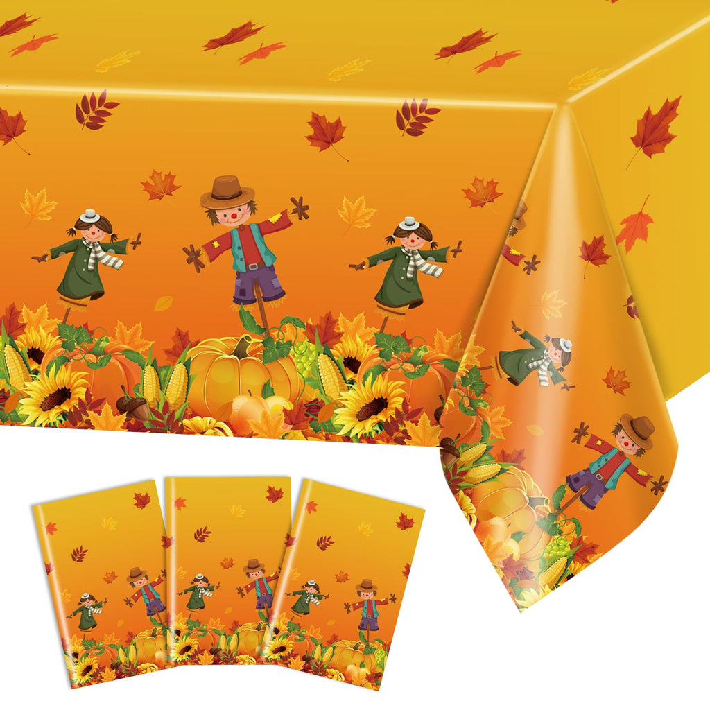3pcs Fall Table Cloth Fall Tablecloth Thanksgiving Scarecrow Table Covers