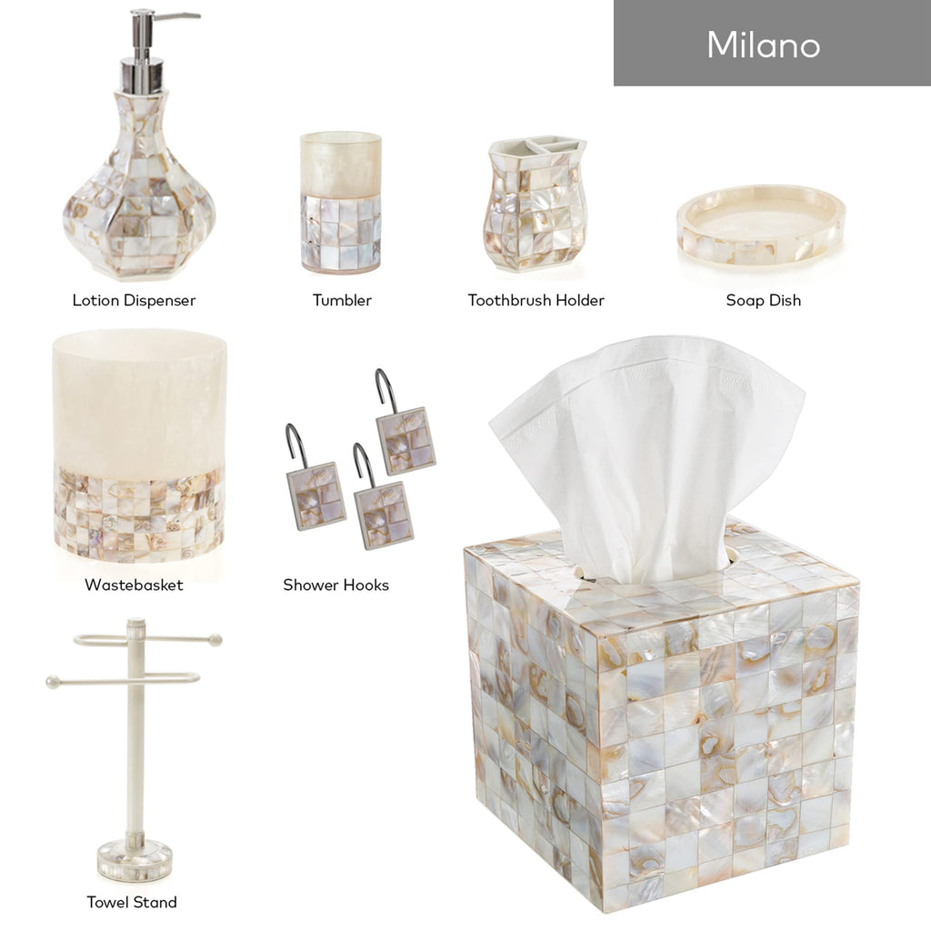 Milano Tissue Box Cover Rectangular - Decorative Tissue Box Holder Rectangular is Finished in Beautiful Mother of Pearl Shells - Durable Tissue Cover for Elegant Decor