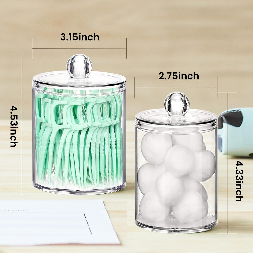 Square Tissue Box Cover with 2 Pcs Clear Qtip Holder Dispenser, Sliver