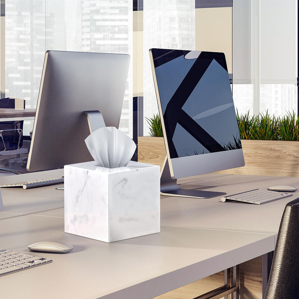 SILUT Square Marble Texture Acrylic Tissue Box Cover