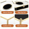 Sumnacon Square Glass Tissue Box Cover with Lid, Mirrored Cube Tissue Box Holder for Bathroom Home Office, Gorgeous Gold Facial Tissue Dispenser for Dresser Vanity Countertop Night Stand