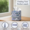 CPC 100% Cotton Piping Block Print Tissue Box Cover, Indigo Blue