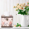 Hoowen Butterfly Tissue Box Cover, Wood Square Tissue Holder, Stylish Pink