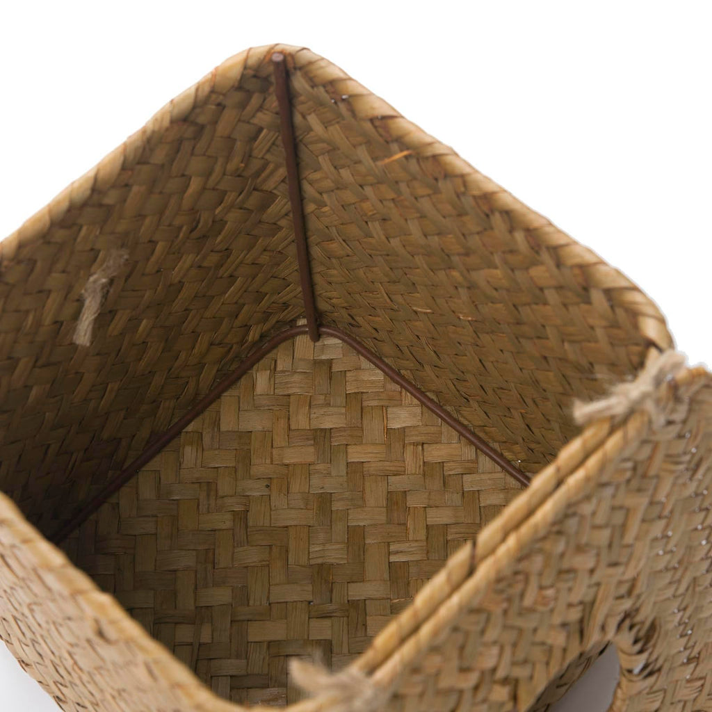 Tissue Box Cover Square, Seagrass Tissue Box Holder, Woven Facial Tissue Holder, Rattan Wicker Tissue Box, Decorative Tissue Cover for Dinner Table, Living Room, Bathroom, Bedroom, Office (Natural)