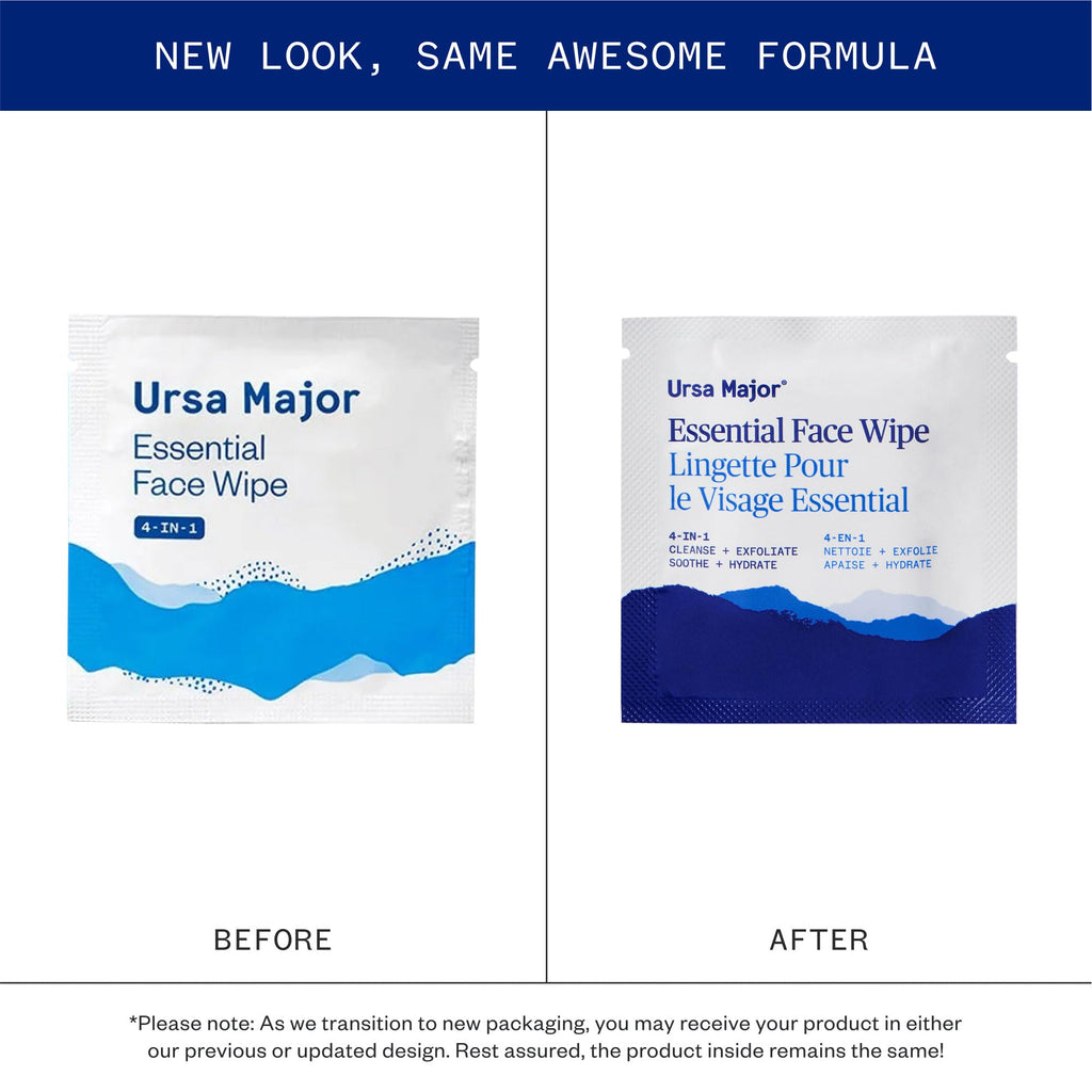 Ursa Major Essential Face Wipes | Natural, Biodegradable, Cruelty-Free | Cleanse, Exfoliate, Soothe and Hydrate | Individually Wrapped | 40 count (Pack of 2)