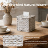 Wicker Tissue Box Cover Square, Handwoven Facial Tissue Box Holder, White