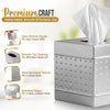 LUXMODE Handmade Metal Silver Tissue Box Cover – Square – 5x5x5.25 Inch – Open Bottom - Modern Tissue Holder for Bathroom, Living Room, Bedroom & Office Décor