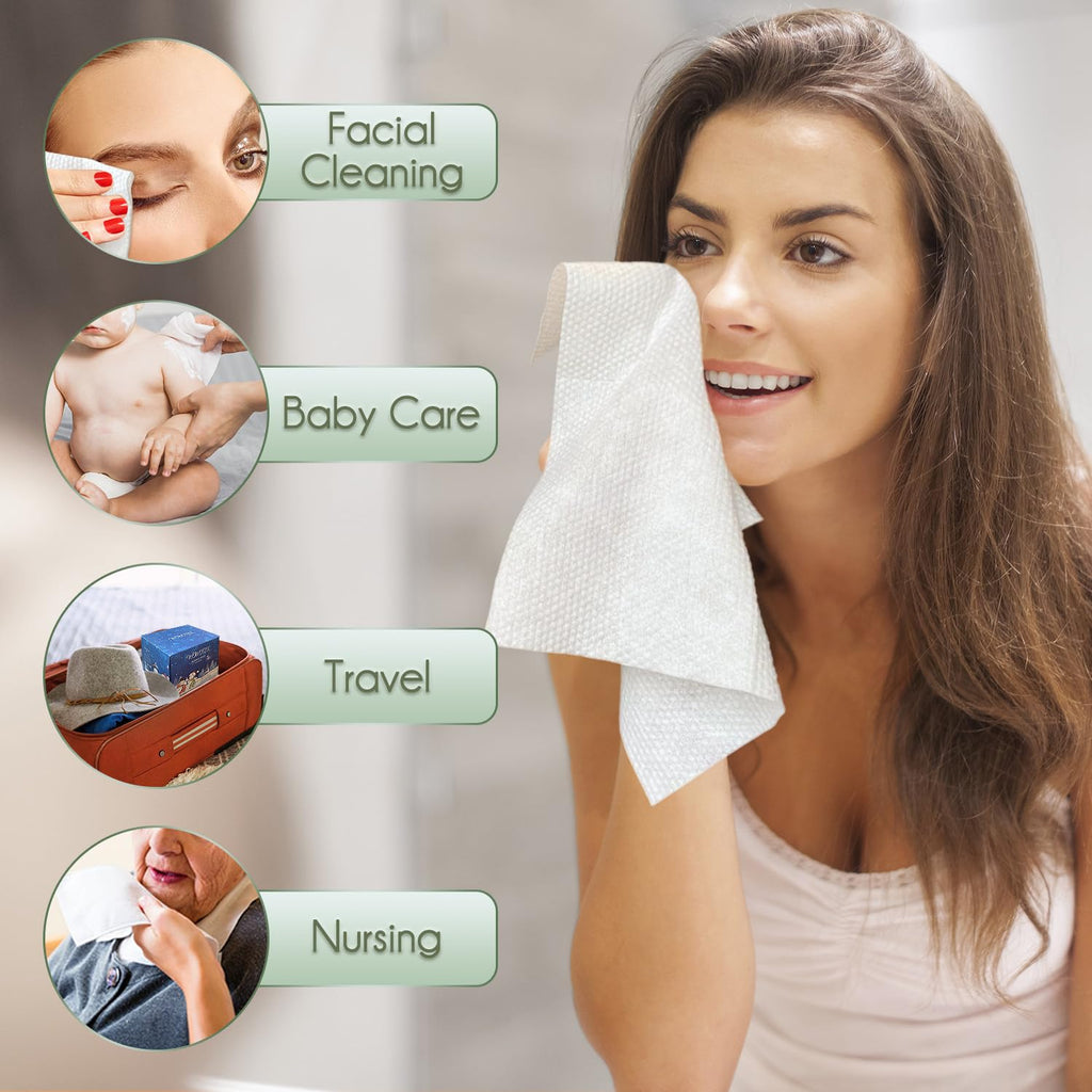 Christmas Style WOWOTEX Disposable Face Towels 60 Count Large Dry Wipes
