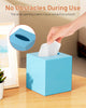 Tissue Box Cover, Square Plastic Tissue Box Holder with Anti Slip Base, Modern Decor Facial Napkin Holder for Bathroom Vanity Countertop, Bedroom Dresser, Night Stand, Parlors, Offices, Blue