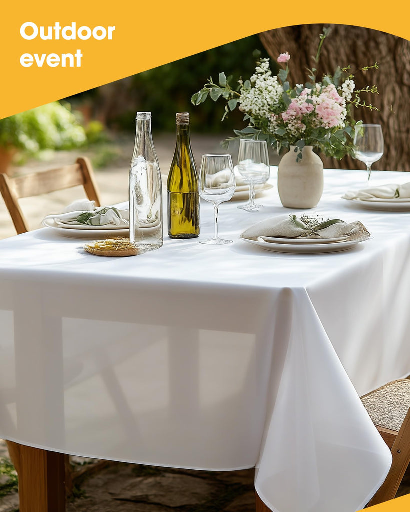 Niuara White Plastic Table Cloth Disposable, 15 Pack, 54 x 108 in