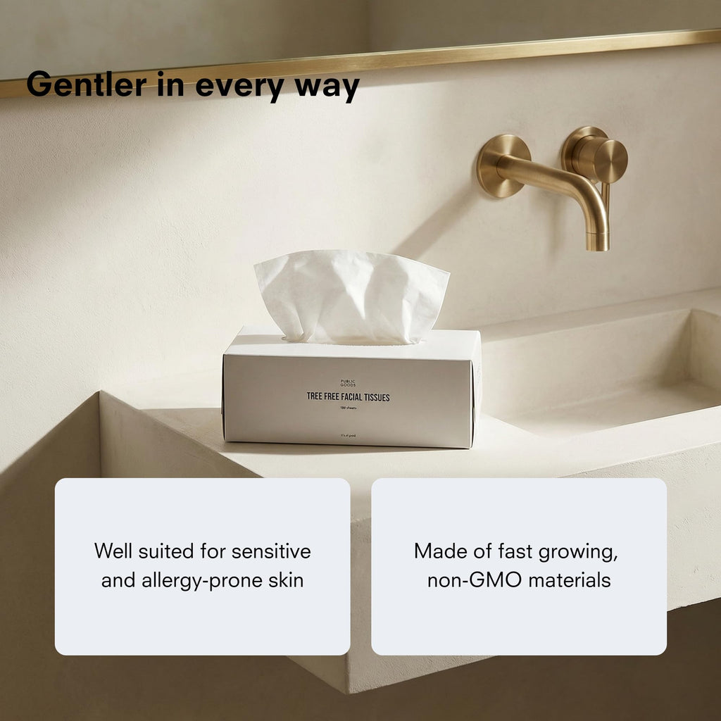 Public Goods Tree-Free Facial Tissues | 2-Ply | 180 Sheets per Box