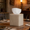 Sand Stone-Look Square Tissue Box Cover, Luxury Beige Cube Tissue Box Case