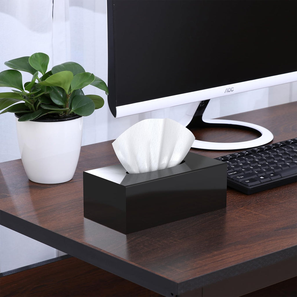 SILUT Shiny Black Rectangle Acrylic Tissue Box Cover