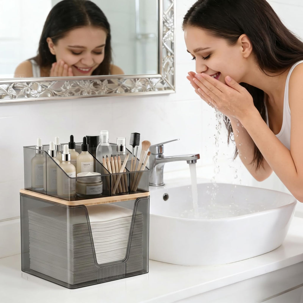 SPOSPO 2 in 1 Disposable Facial Towel Holder and Cosmetic Organizer