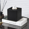 MEIBOOCH Square Tissue Box Cover with Magnetic Closure, Black