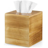 ALELION Tissue Box Cover Square - Wooden Tissue Box Holder for Tabletop Night Stands Bathroom Office - Decorative Brown Facial Cube Tissue Box Cover