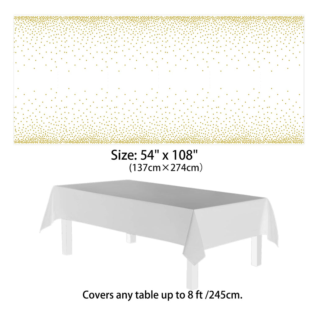 4 Pack Gold Plastic Tablecloths, Waterproof Disposable Party Table Covers