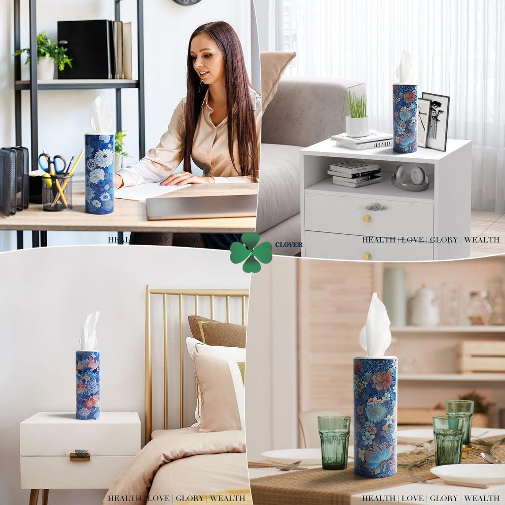 Facial Tissues with Cap - 4 PK Car Tissues Cylinder,Car Tissue Holder with Facial Tissues Bulk,Round Tissue Boxes,Travel Tissues for Cup Holder,Round Tube tissues