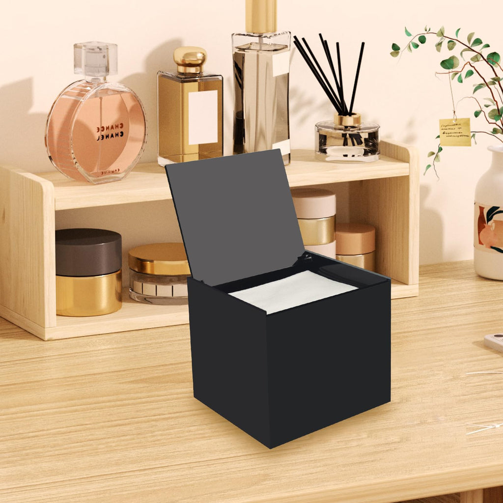 Disposable Face Facial Towel Holder Storage Box Acrylic Container, Black