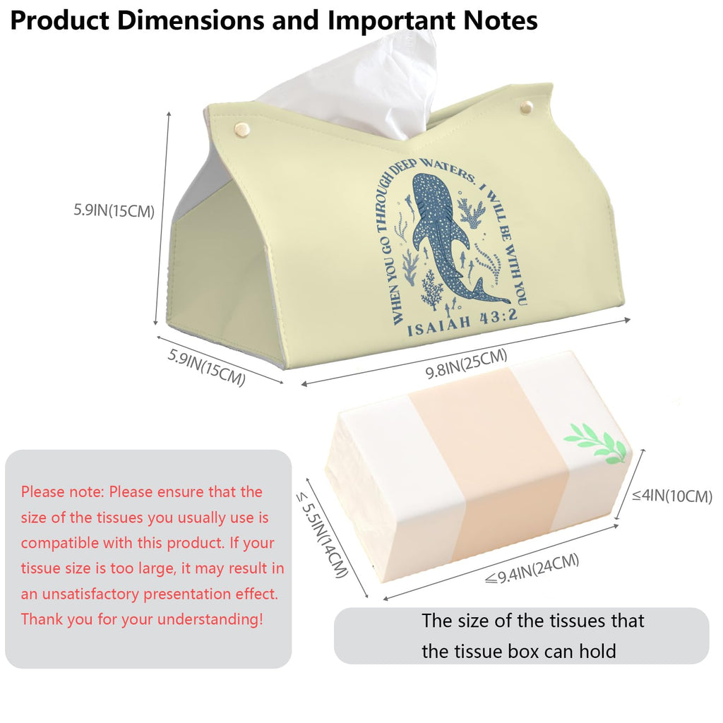 PaJiaNi Whale Shark Christian Tissue Box Cover Rectangle,Ocean Whale Scripture Bible Toilet Paper Box,Leather Decorative Facial Paper Case for Living Room Bathroom Kitchen Office Desk,9.8x5.9x5.9In