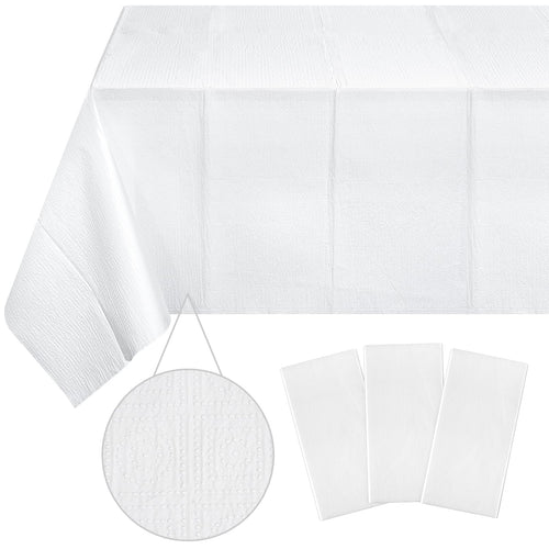 Ragnhild 3 Pack White Paper Tablecloths for Rectangle Tables, 3 Ply Paper Disposable Table Cloths for Parties, Bulk Rectangle Party Table Cover for Birthday, Wedding, Anniversary, Banquet, 54x108Inch