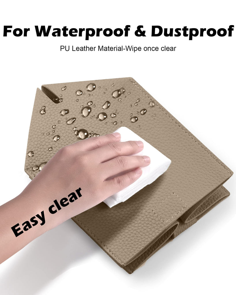 Tclouda Tissue Box Cover for PU Leather, Modern Simple Solid Color Holder Square Tissue Bag, Ideal for Bathrooms,Office,Car,Outdoor Tent,Dining Table,5"X5"X5", Double Cocoa Brown