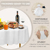 D&Z 12 Pack White Disposable Plastic Tablecloth, 84" Round Table Cover