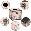 Hoowen Butterfly Tissue Box Cover, Wood Square Tissue Holder, Stylish Pink