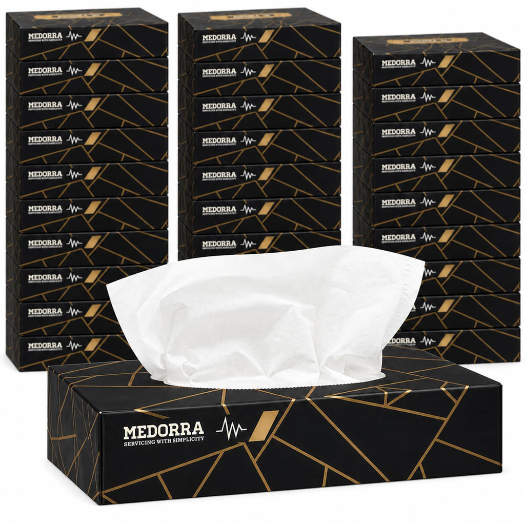 Premium Facial Tissues, Black & Gold Luxury Box, 2-Ply Soft & Strong, Hypoallergenic, 100 Sheets per Box, 30-Pack, 3000 Total Sheets