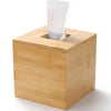 Bamboo Tissue Box Cover, Square Wood Tissue Box Holder, Wooden Facial Paper Holder for Bathroom, Bedroom, Dinner Table, Office (Square - 1 Pack)