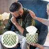 FunooFuno 12 Pack Checkered Tissue Cube Box Cube 3 Ply Facial Paper, Green