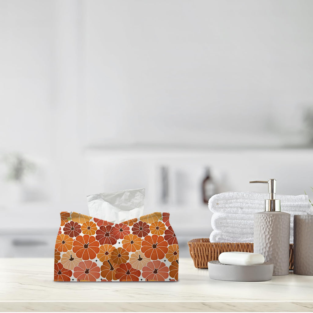 PaJiaNi Orange Pumpkin Tissue Box Cover Rectangle for Fall Office Decor
