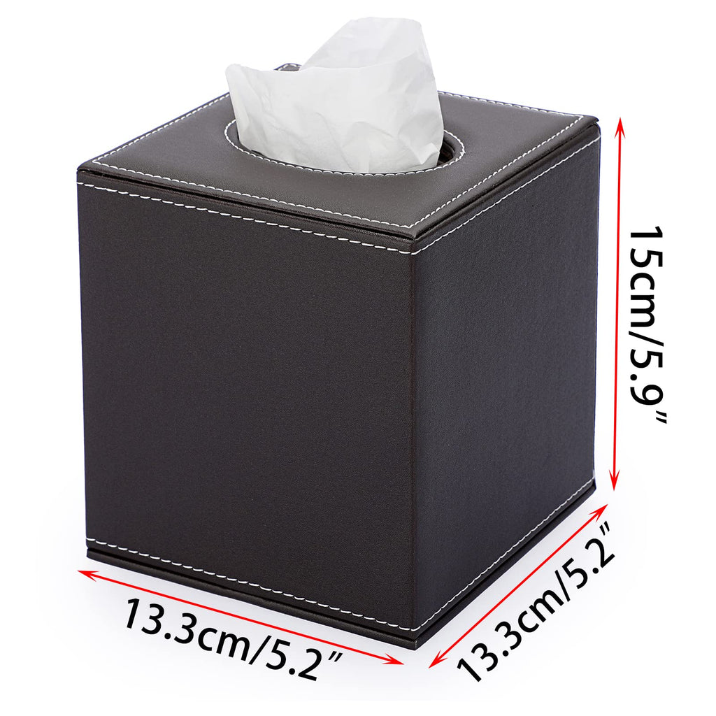 Sumnacon Square Tissue Box Cover,Magnetic Bottom PU Tissue Box Holder,Brown