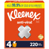 Kleenex Anti-Viral Facial Tissues, Classroom or Office Tissue, 4 Cube Boxes, 55 Tissues per Box, 3-Ply (220 Total Tissues)