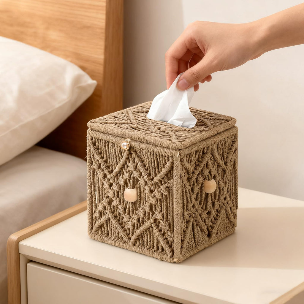 KaloKalo Tissue Box Cover Decorative Square Paper Holder for Bathroom