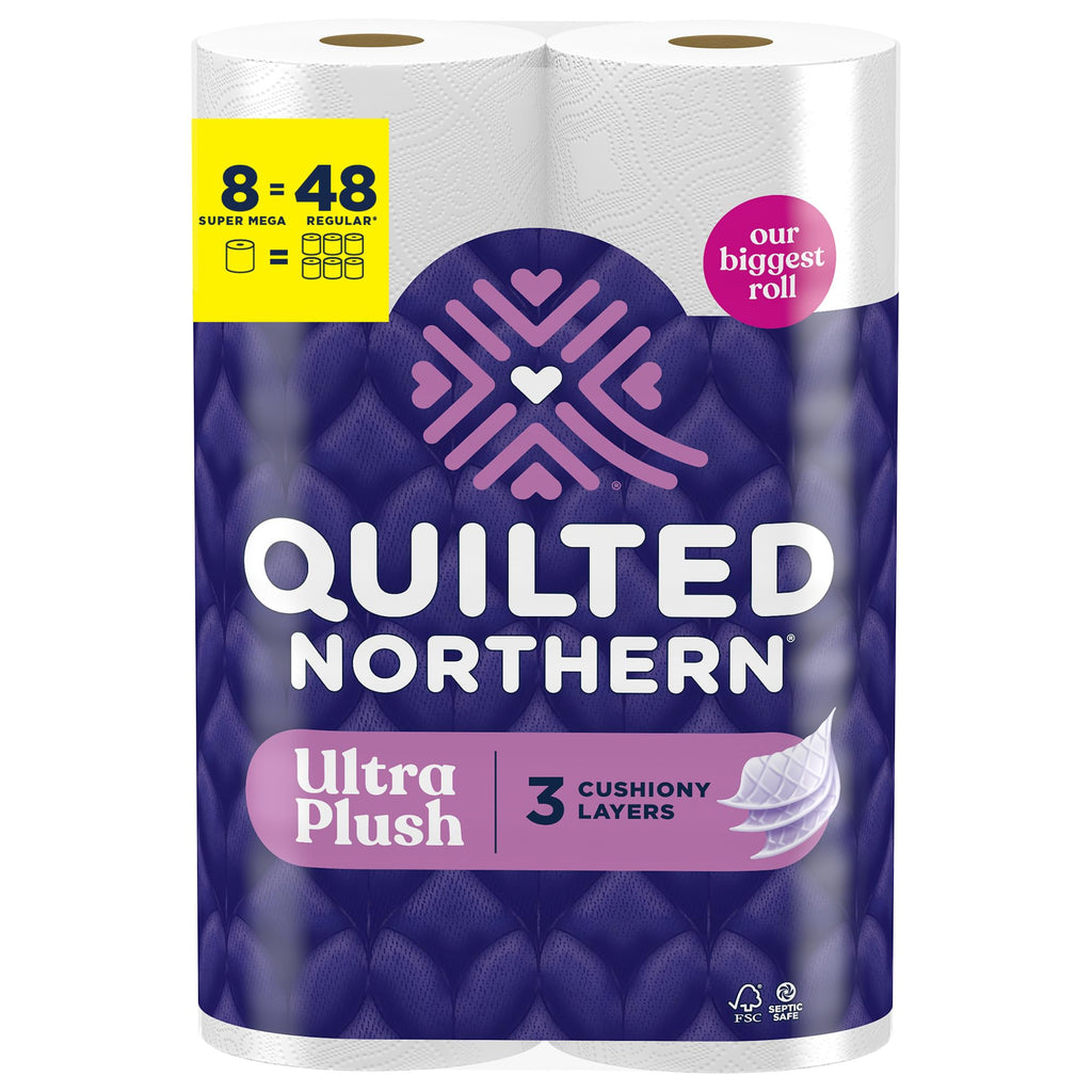 Quilted Northern Ultra Plush Toilet Paper, 8 Rolls, 3-Ply Toilet Tissue